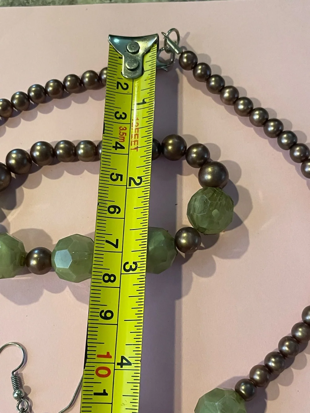 Modern Plastic Statement Green & Copper Tone Jewelry Set #9072 💎